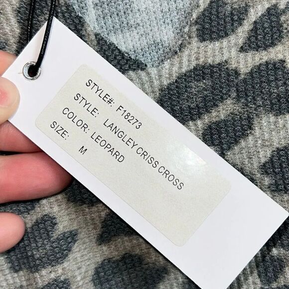 Generation Love Leopard Langley Criss Cross Waffle Knit Ribbed L/S Size Medium - Picture 5 of 7